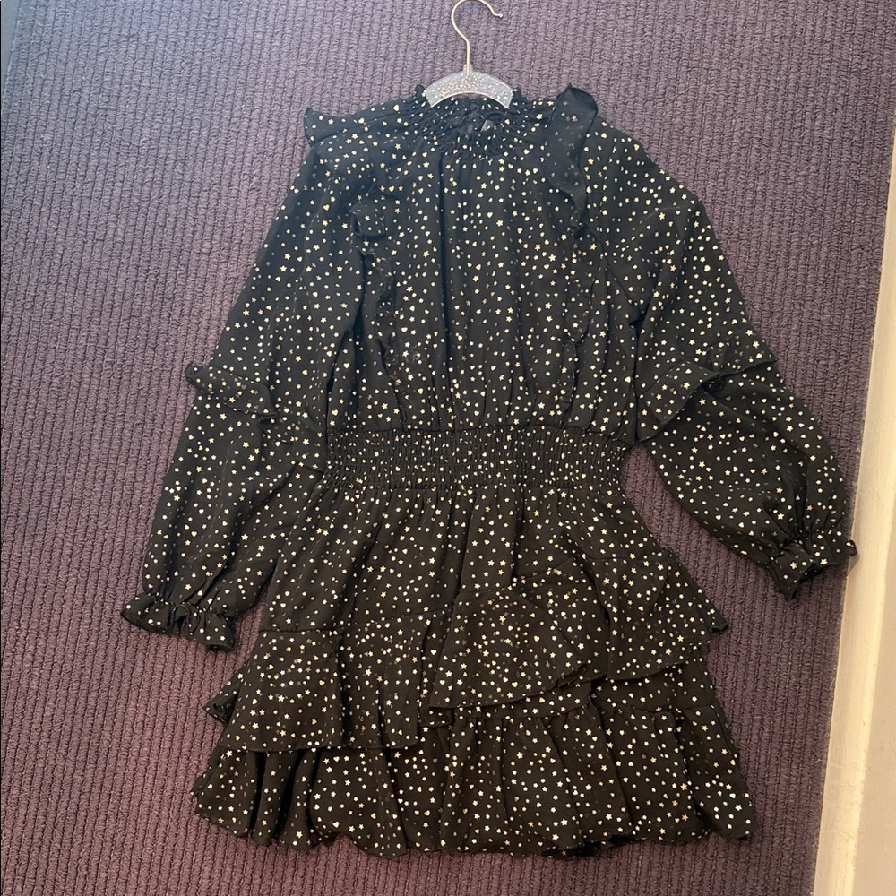 Girls Aqua ruffled print mini dress 14/16